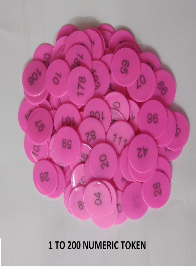 MOREL Embossed 1 to 200 Numerical Plastic Round Shape Token Coin(31MM) USE for Shop, Board Games, Stores, House, School ETC.(Pink Color), Lifetime GARANTY of Printing - Image 2